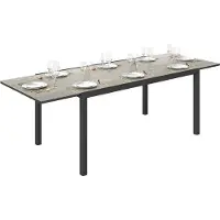 Outsunny Uitschuifbare Buiteneettafel Aluminium, Staal 240L x 90B x 74H cm Grijs