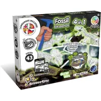 Science 4 You Science4you - Kit de Fouille de Fossiles 4 en 1 - Excaver et Assembler 4 Dinosaures Qui Brille dans l'obscurité, 43 pièces: T-Rex, Triceratops, Velociraptor et Stegosaurus - Jouet pour Enfants +6 Ans
