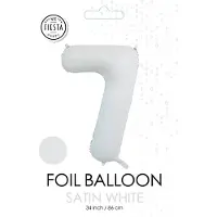 We Fiesta folieballon cijfer 7 mat wit metallic