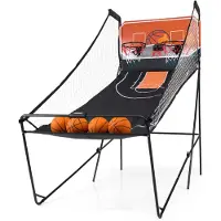 Costway 8-in-1 basketbalautomaat, elektrische basketbalstandaard, inklapbaar, schietmachine met 4 ballen, luchtpomp en 8 speelmodi, Arcade basketbalwedstrijden voor kinderen, voor 2 spelers
