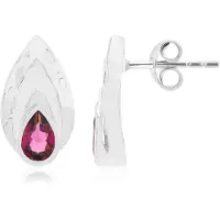 Cavill - 925 Sterling Zilver Oorbellen - 1,02 ct Mozambique Granaat - Druppelvormig - Elegant 15 mm - Palladium & Rhodium