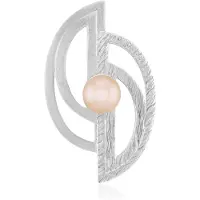 Cavill - Zilveren Hanger met Oranje Zoetwaterkweekparel 9mm - 925 Sterling Zilver Gerhodineerd - Elegante, Moderne Parel Hanger voor Dames