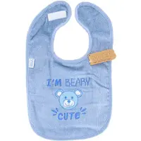Vib - Slabber 'I'M BEARY CUTE' dusty blue - Babykleertjes - Baby cadeau - zwangerschap aankondiging - geboorte cadeau