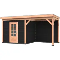Westwood Douglas overkapping, 500 x 300, met schuur en achterwand, Comfort Plus Zwart