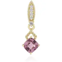 Cavill - Gouden Hanger 9K Geelgoud met 0,549 ct Roze Spinel Tanzania en Cambodjaanse Zirkonen - Antiek Briljant Design Elegant 20x7 mm