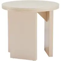 Oviala - Ronde salontafel met houtlook 50 cm diameter crème - Bonny