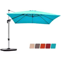 Costway Parasol, rechthoekig, 300 x 300 cm, grote zweefparasol met zwengel, kantelbaar tuinscherm, 360° draaibaar, met kruisvoet, markt parasol, terras parasol, voor tuinterras, blauw