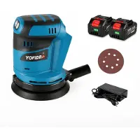 Yofidra Sensova 125 mm Draadloze Vlakschuurmachine voor Makita Accu met 2 Accu’s, 3 Snelheden 8000–12000 RPM, Schuur- en Polijstmachine voor Houtbewerking en Thuis Doe-Het-Zelf