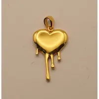 925 Sterling zilver hanger HART DAT SMELT verguld met 1 micron 18k geel goud - hangertje goud hartje dat smelt van liefde - liefdes hart hanger - hangertje voor geliefde van een goud hart