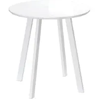 STILVORA Ronde eettafel hoogglans MDF Ø72×75 cm wit — compact 2-persoons, robuuste metalen schuine poten