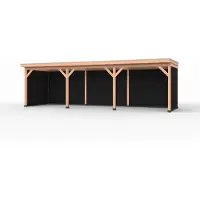 Westwood Douglas overkapping, 900 x 250, met zwarte achterwand en twee zijwanden, Comfort Plus