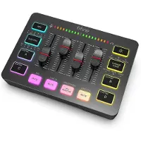 Fifine - SC3 - Zwart - Streaming Deck - DJ Mixer - Gaming Mixer - Podcast / Stream / Gaming - XLR Aansluiting - Line-in - Voice Changer
