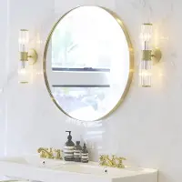 Leobert Rond Wandspiegel 80 cm met Gouden Metalen Frame – Spiegel - Stijlvol en Duurzaam, Perfect voor Woonkamer, Hal, Badkamer of Slaapkamer