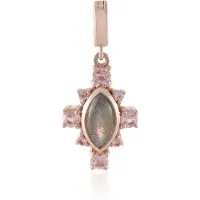 Cavill - Rosévergulde Zilveren Hanger - 925 Sterling Zilver - 1,49 ct Roze Labradoriet & Toermalijn - Elegant Handgemaakt 29x13 mm