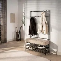 Fraaai - Odell garderobe bank 6+5 haken - bruin