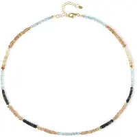 Cavill - Zilveren Halsketting 925 Sterling Zilver - Verguld - 53,98 ct Bruine Zirkonen & Mezezo Opalen - Modern & Verlengbaar