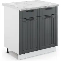 Vicco Keukenonderkast Fame-Line Antraciet landhuis 80 cm , WB Marmer, Model 46580