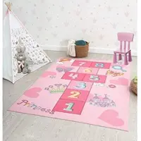 The Carpet Happy Life – Speelkleed Prinses – Wasbaar & Antislip Kindertapijt – Roze – 80 x 150 cm