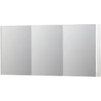 Ink SPK2 Spiegelkast - 160x14x74cm - 3 deuren - dubbelzijdige Spiegel - schakelaar en stopcontact - MDF lak wit hoogglans 1105506