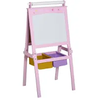 HOMCOM Kinderstaffelei MDF, Vlieseline 58,5L x 50,5B x 118H cm Roze