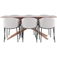 Ebuy24 Piazza eethoek tafel 90x180cm en 6 velours stoelen met armleuningen mocca.