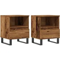 vidaXL Nachtkastjes 2 st 40x35x50 cm bewerkt hout oud houtkleurig