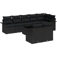 vidaXL Tuinbank Set 9 st Zwart poly rattan