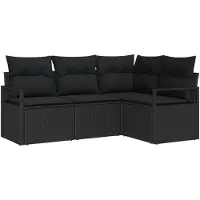 vidaXL Bankstel 4 st Zwart poly rattan
