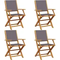 vidaXL Tuinstoelen 4 st inklapbaar massief hout en stof antracietkleur