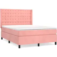 vidaXL Boxspring met matras fluweel roze 140x190 cm