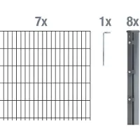 Alberts dubbele piketafscheiding als complete afrasteringsset antraciet Hoogte 183 cm Lengte 17,5 m