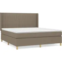 vidaXL Boxspring met matras stof taupe 180x200 cm