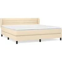 vidaXL Boxspring met matras stof crèmekleurig 160x200 cm