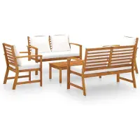 vidaXL 5-delige Loungeset met kussens massief acaciahout