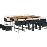 vidaXL 13-delige Tuinset met kussens poly rattan zwart