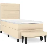 vidaXL Boxspring met matras stof crèmekleurig 80x200 cm