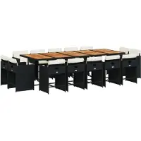vidaXL 15-delige tuinset met kussens, zwart, van polyrotan
