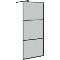 vidaXL Inloopdouchewand 80x195 cm donker ESG-glas zwart