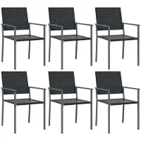 vidaXL Tuinstoelen 6 st 54x62,5x89 cm poly rattan zwart