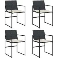 vidaXL Tuinstoelen 4 st met kussens poly rattan zwart