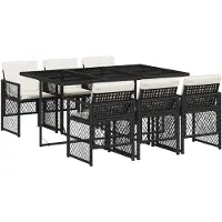 vidaXL 7-delige Tuinset met kussens poly rattan zwart