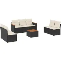 vidaXL 8-delige tuinmeubelset met kussens, zwart, polyrotan