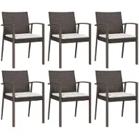vidaXL Tuinstoelen 6 st met kussens 56,5x57x83 cm poly rattan bruin