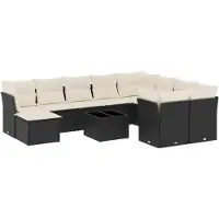 vidaXL 11-delige Loungeset met kussens poly rattan zwart