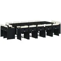 vidaXL 15-delige Tuinset met kussens poly rattan zwart