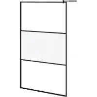 vidaXL Inloopdouchewand 115x195 cm halfmat ESG-glas zwart