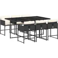 vidaXL 7-delige Tuinset met kussens poly rattan zwart