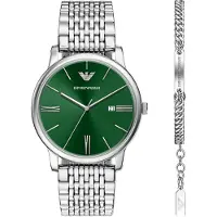 Emporio Armani Mannen Horloge geschenkset 42 mm Zilverkleurig