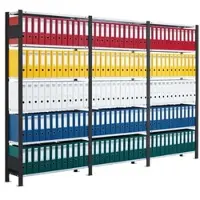 Schulte Lagertechnik MultiPlus150 insteekbaar kantoorrek, basisrek, 7 legborden, met middenaanslag, B 1000 x D 600 x H 2300 mm, zwart/lichtgrijs
