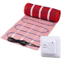 Pro-mat 5 m², Zwart - Complete elektrische vloerverwarming set, 200 watt incl analoge thermostaat. - vloerverwarming matten - vloerverwarming matten